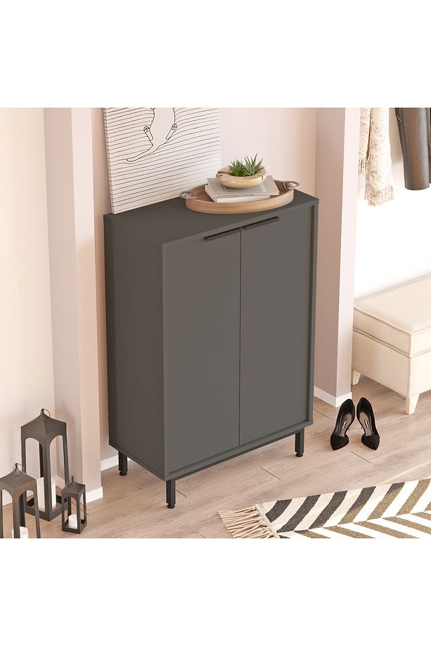 Sleek 72 cm Ayakkabılık Metal Ayaklı 5 Raflı Antrasit SK1-AN - 2