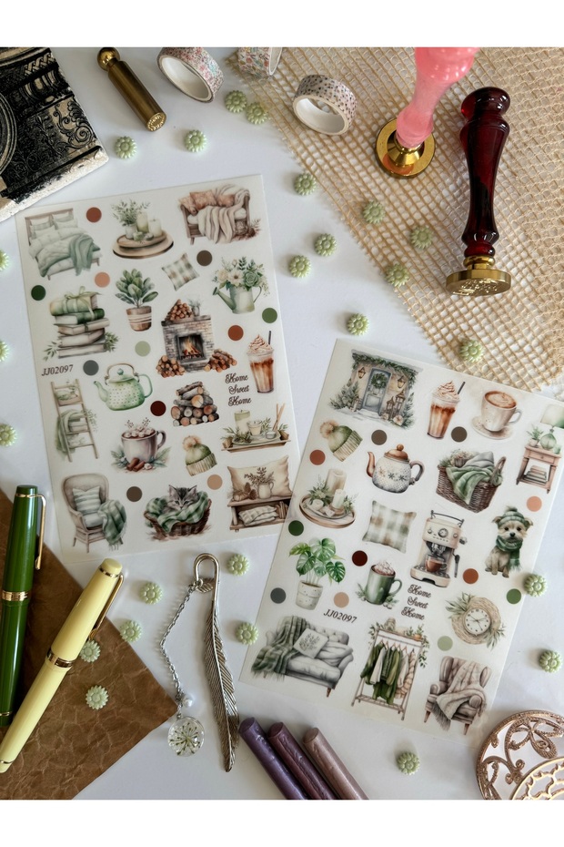 Home Sweet Home 2 Adet Sayfa Şeffaf Sticker Seti ( Bullet Journal Ve Ajandalar İçin İdealdir) - 1