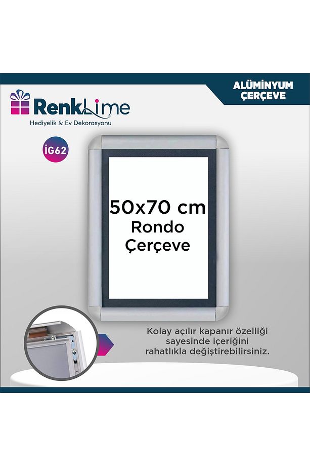 RENKLİME Hediyelik - Tak Çıkar Rondo Çerçeve 50x70 cm  Aç Kapa  Afiş Çercevesi - 1
