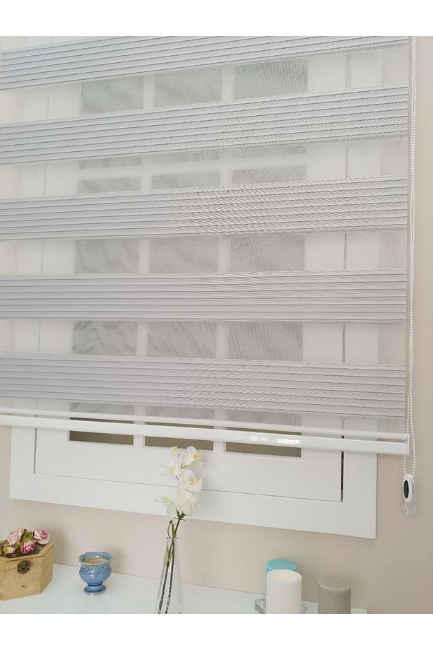 Gri Geniş Pliseli Zebra Stor Perde - 1