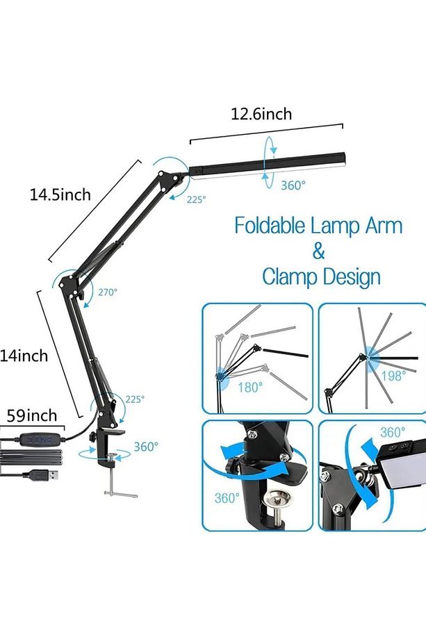 Tolos Katlanabilir Çalışma Okuma Masa Lambası Ayarlanabilir Led Akrobatik - 5