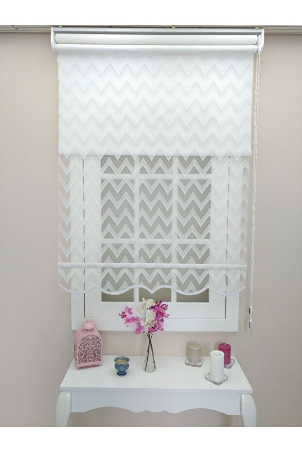 Çiftli Sistem Örme Zigzag Desenli  Stor Perde - 4