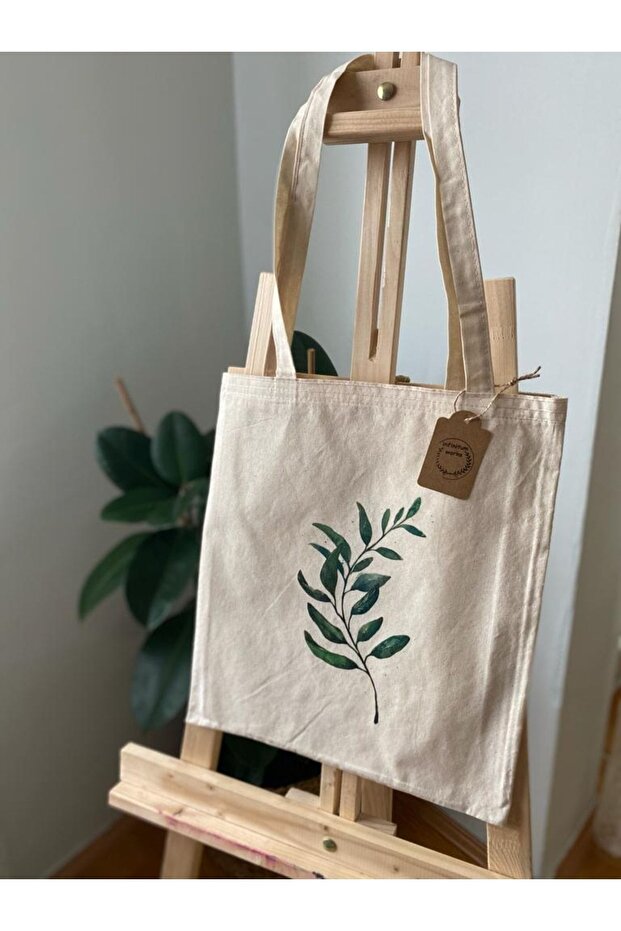 حقيبة قماش الورقة الخضراء - 1