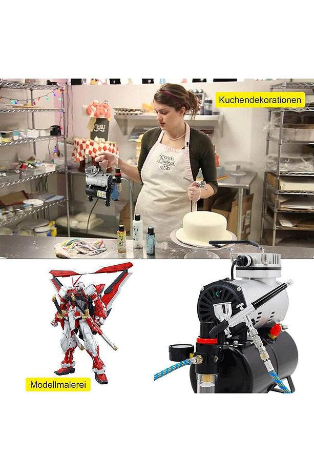 Airbrush Kompresör Komple Set Dual Action ve Single Action Airbrush Tabancaları, Başlangıç Seti - 3
