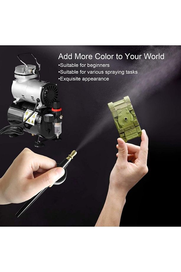Airbrush Kompresör Komple Set Dual Action ve Single Action Airbrush Tabancaları, Başlangıç Seti - 6