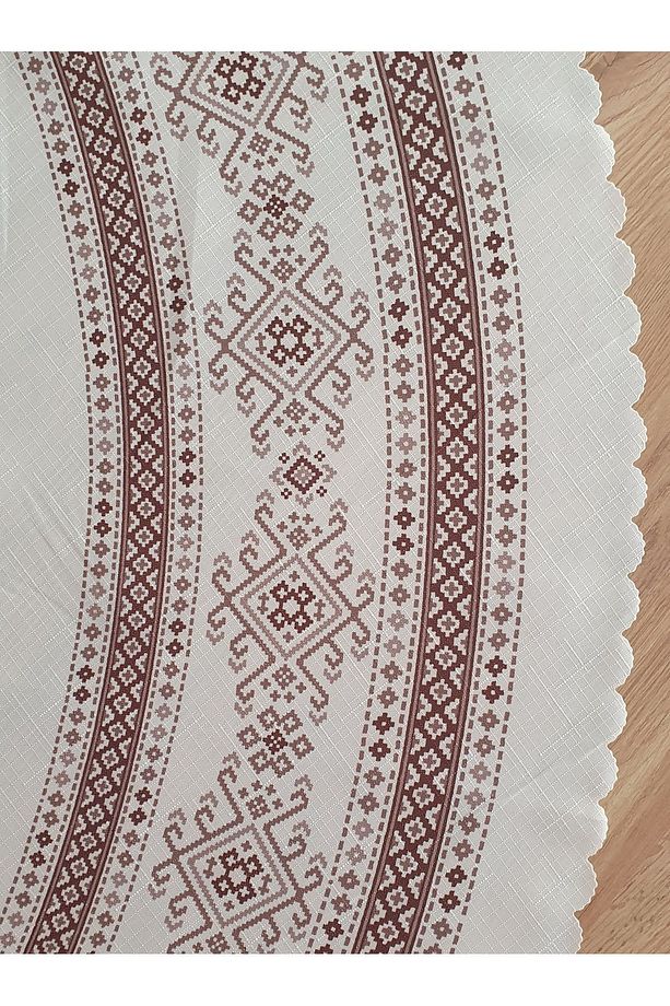 Piramit Düz Kahve Baskılı Polyester Kumaş Yuvarlak Masa Örtüsü(150×0CM) - 4