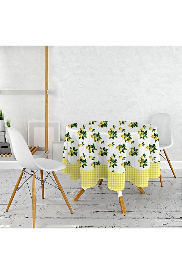 Limon Baskılı Dertsiz Kumaş 150 Cm Yuvarlak Masa Örtüsü - 1