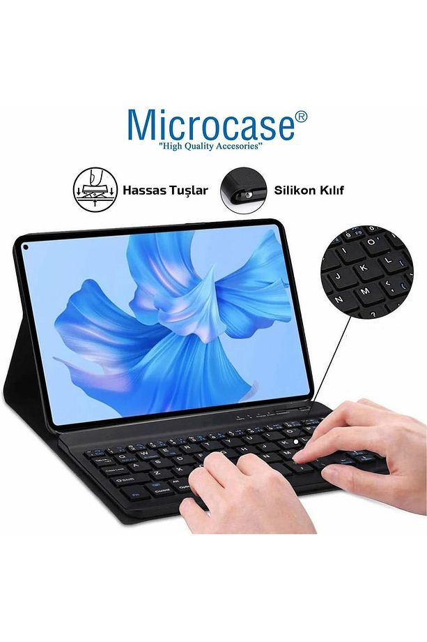 Lenovo Tab M11 11 inch Tablet ile uyumlu Bluetooth Klavye ve Mouse + Standlı Kılıf - BKK6 Pembe - 5