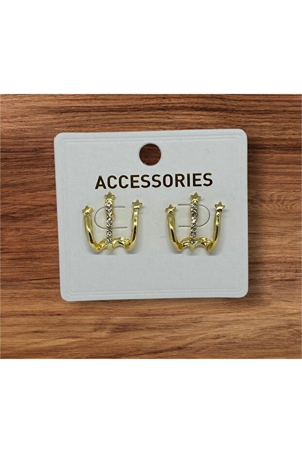 Women's Gold Zircon Embellished Designer Earrings