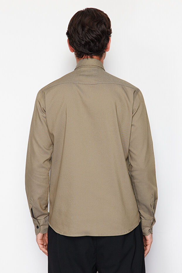 Haki Regular Fit Çıtçıtlı Denim Kot Gömlek TMNSS24GO00081 - 6