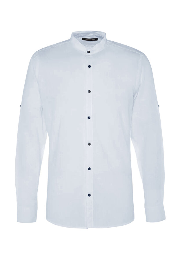 Mavi Basic Hakim Yaka Apoletli Slim Fit Uzun Kollu Keten Görünümlü Gömlek TMNSS20GO0188 - 11