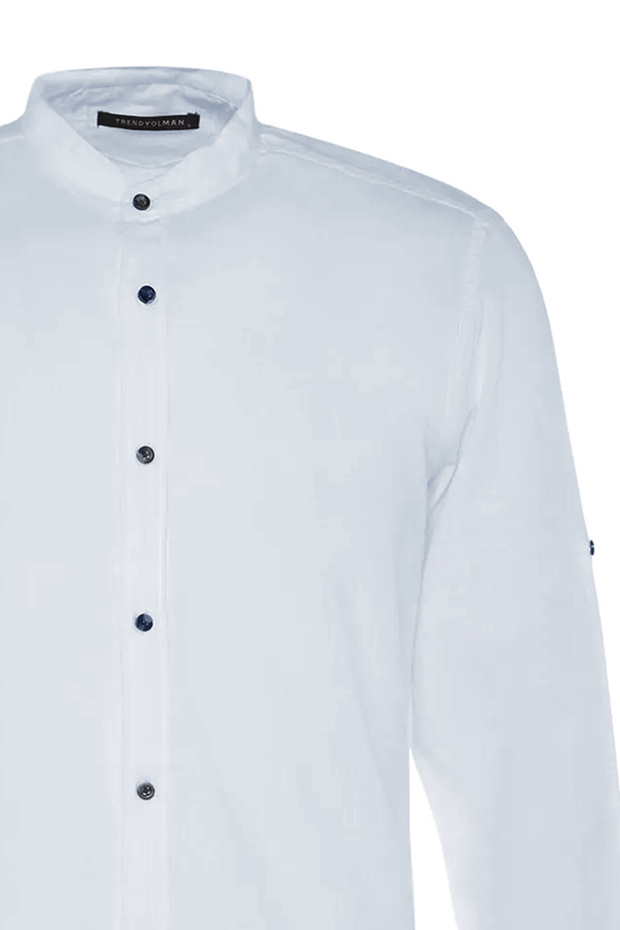 Mavi Basic Hakim Yaka Apoletli Slim Fit Uzun Kollu Keten Görünümlü Gömlek TMNSS20GO0188 - 10