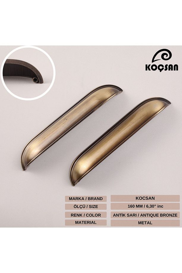 Midye Antik Sarı 160 Mm Kulp Lüks Country Mutfak Mobilya Dolap Çekmece Kulpu - 3