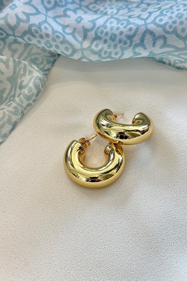 Basic Boru Tasarım Premium Çelik Halka Küpe - 3