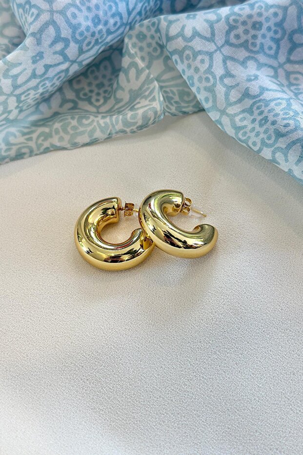 Basic Boru Tasarım Premium Çelik Halka Küpe - 1