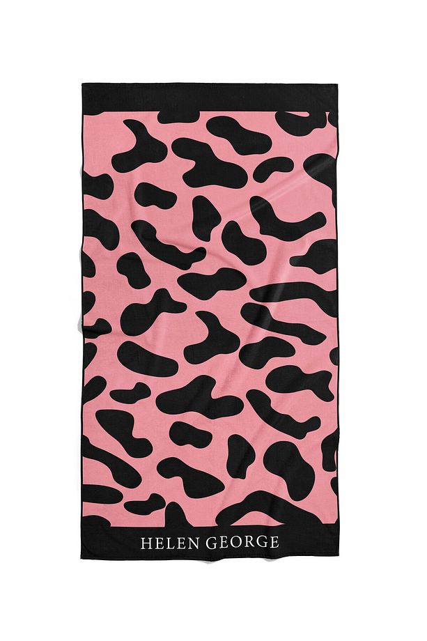 New Land - Pembe Siyah Leopar Oversize Plaj Havlusu Hgtw0001348 - 5
