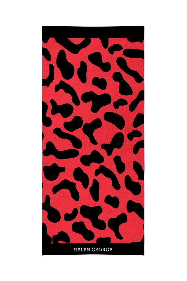 New Land - Kırmızı Siyah Leopar Oversize Plaj Havlusu Hgtw0001347 - 3
