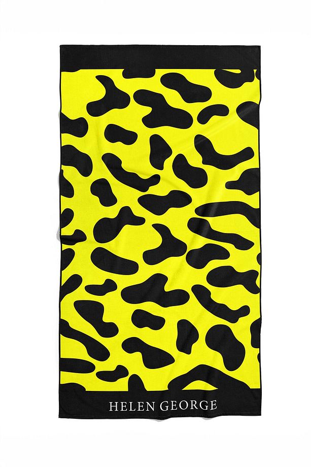 New Land - Sarı Siyah Leopar Oversize Plaj Havlusu Hgtw0001359 - 4