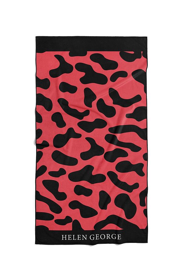 New Land - Kırmızı Siyah Leopar Oversize Plaj Havlusu Hgtw0001347 - 4
