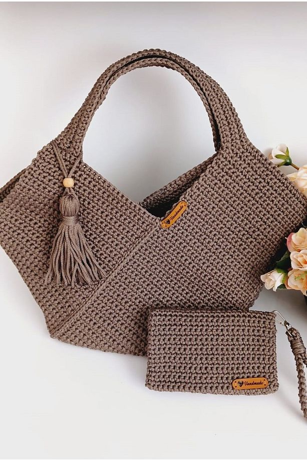 Bulmaca Çanta&Cüzdan Takım Örgü/Crochet/Handmade - 7