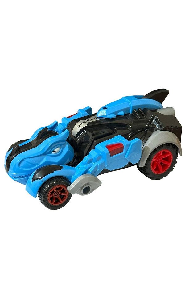 Trex Dinazor Figür Araba Sürtmeli Teker Transformers Robot Dinozor 15cm MAVİ - 6