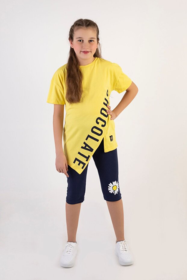 Girl's Printed Capri 10-13 Years Old Top and Bottom Set