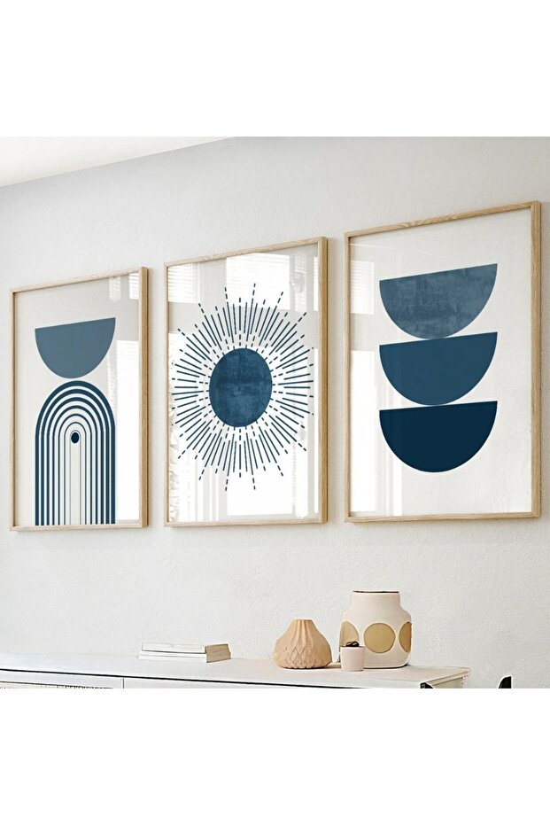 3-Piece Abstract Painting with Wooden Frame Qmrc