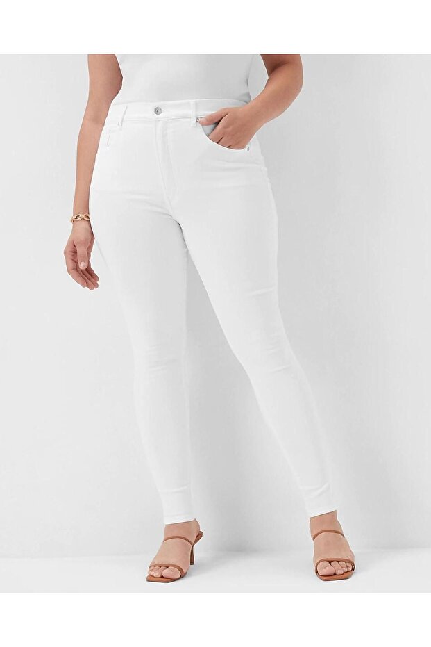 Plus Size White Narrow leg High-Waist Fit Pants