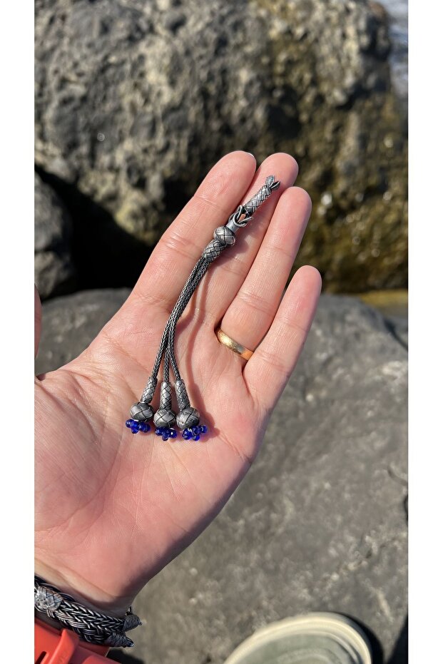 Bud Model Silver Kazaziye Triple Prayer Beads with Tassel