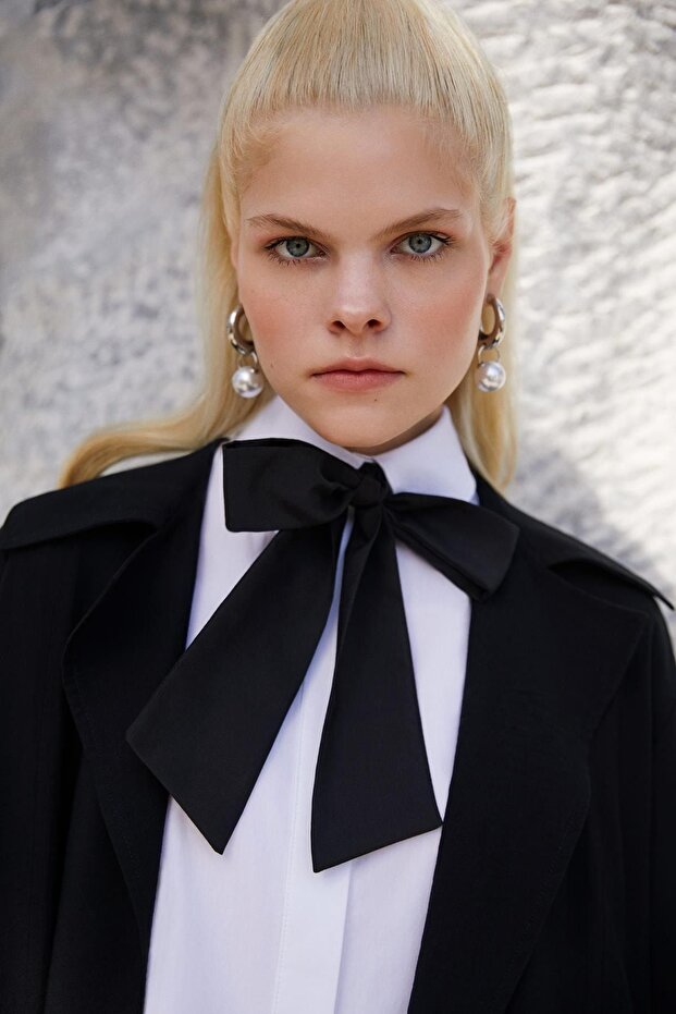 Popeline, 100 % Baumwolle, reguläre Passform, langärmelige Tunika, X9579az22sm - 2