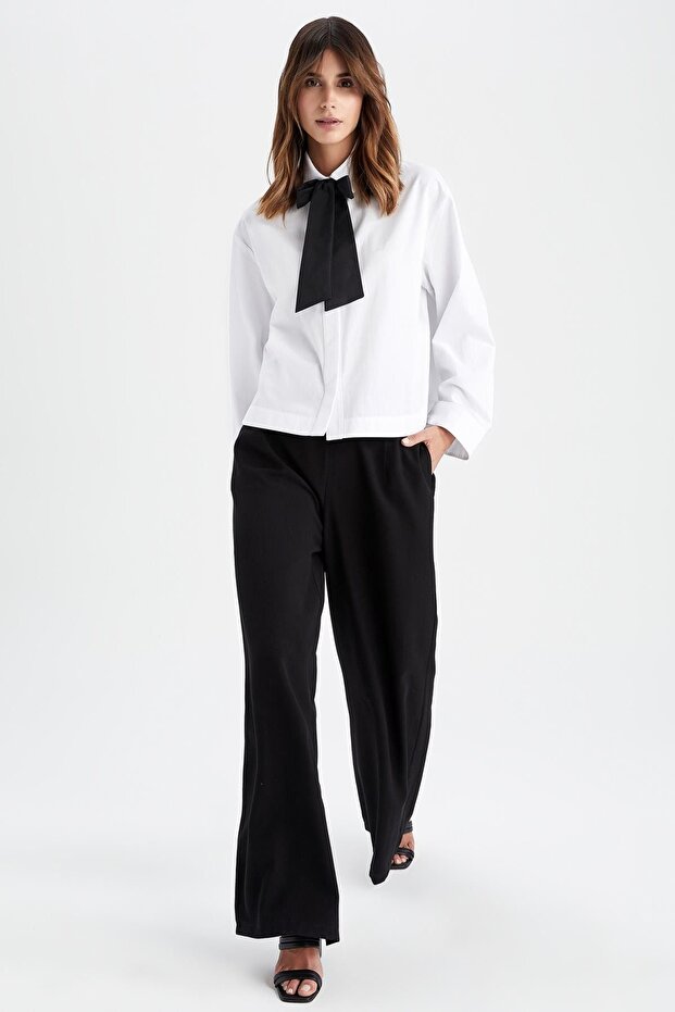 Popeline, 100 % Baumwolle, reguläre Passform, langärmelige Tunika, X9579az22sm - 6