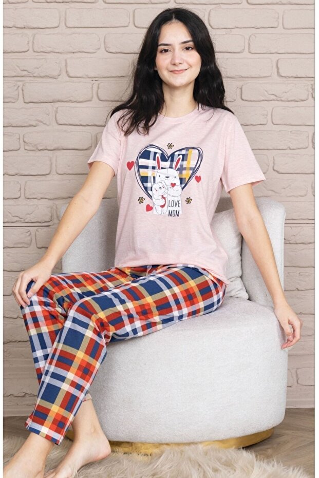 Figured Short Sleeve Pajama Set