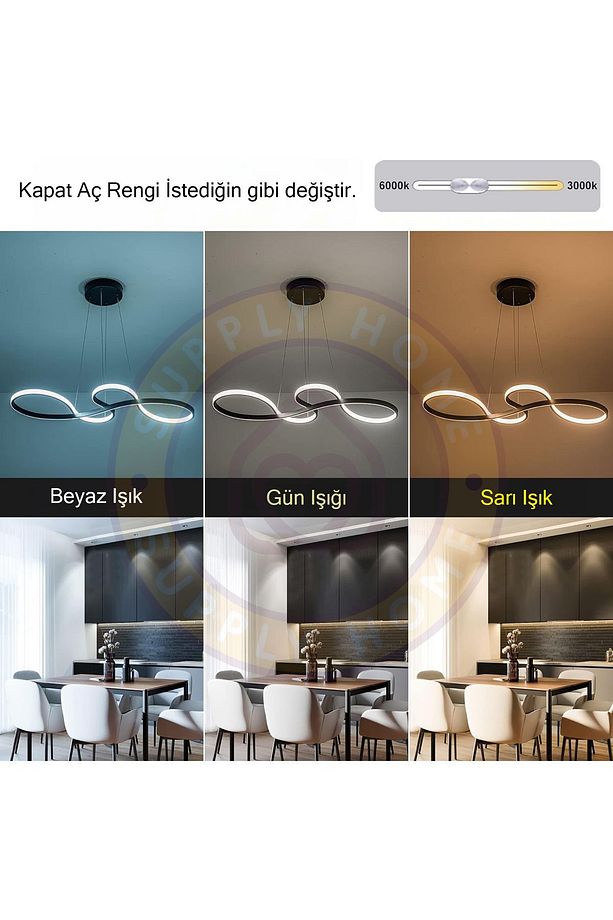 Snake Model Modern Sarkıt Led Avize Yemek Odası 3 Renk Özellikli - 2