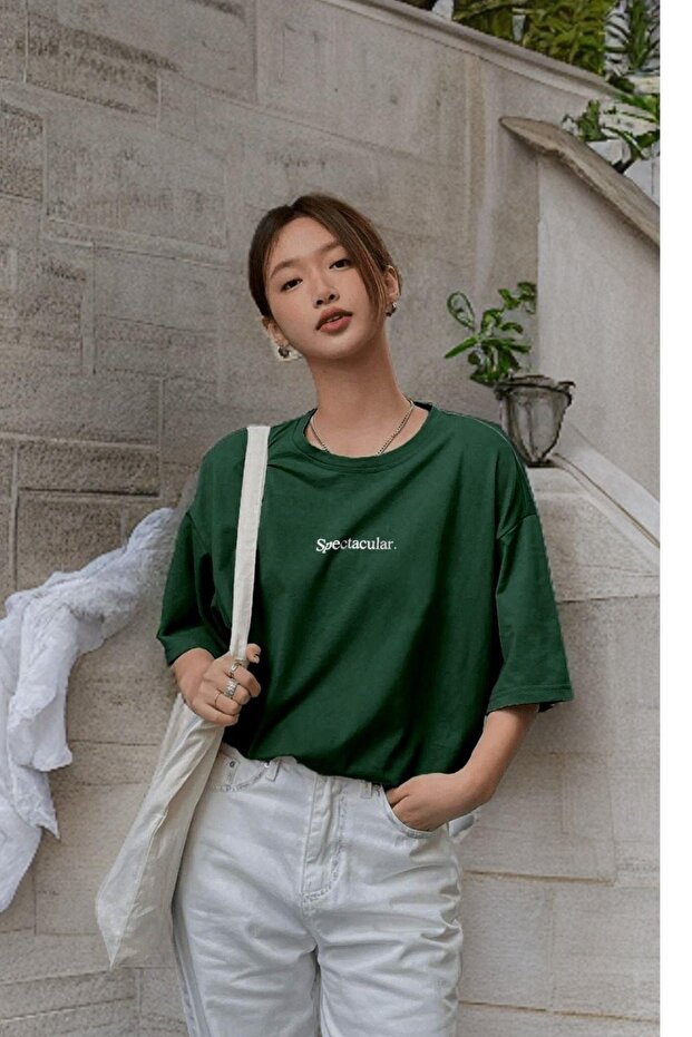 Women's Navy Blue Spectular Printed Oversize T-Shirt