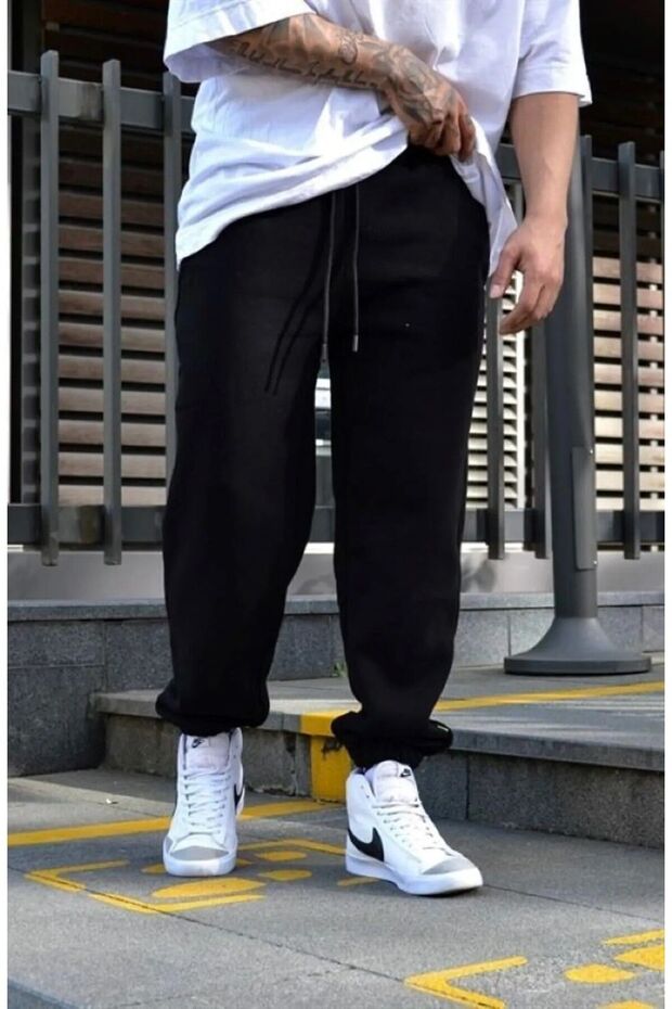Summer Black Jogger Sweatpants - Elastic Leg