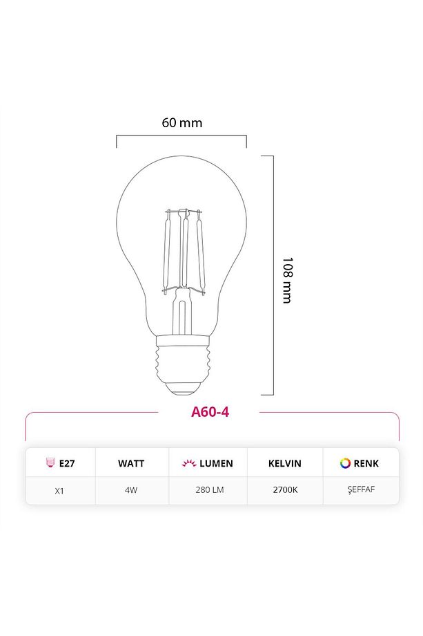 4w 220v E27 Rustik A60 Led Ampul A60-4 10'lu Paket - 3