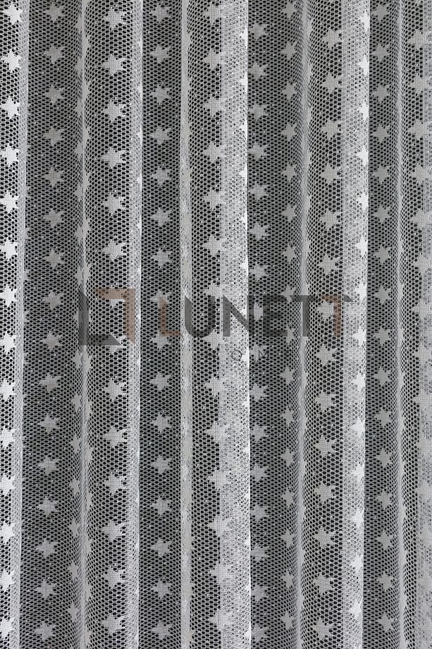 KULLANIMA HAZIR KÜÇÜK YILDIZLI ORTA PİLELİ 1X2,5 TÜL PERDE - 3