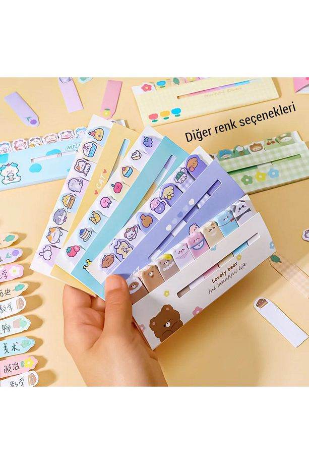 Çocuklar Için Renkli Postit Post-it Post It. Kitap Ayracı Ayraç Sticker Not Kağıdı Kağıt 120 Yaprak - 4