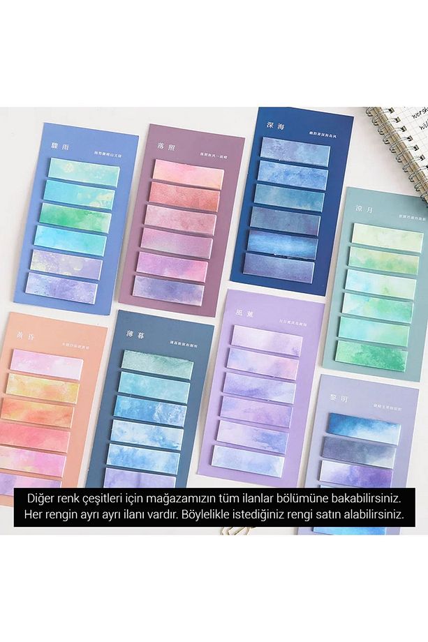 Renkli Postit Post-it Post It. Kitap Ayracı Ayraç Sticker Not Kağıdı Kağıt Postit 120 Yaprak - 7