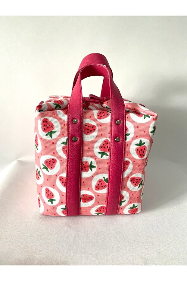 حقيبة عشاء منقوشة بالفراولة الوردية - 2