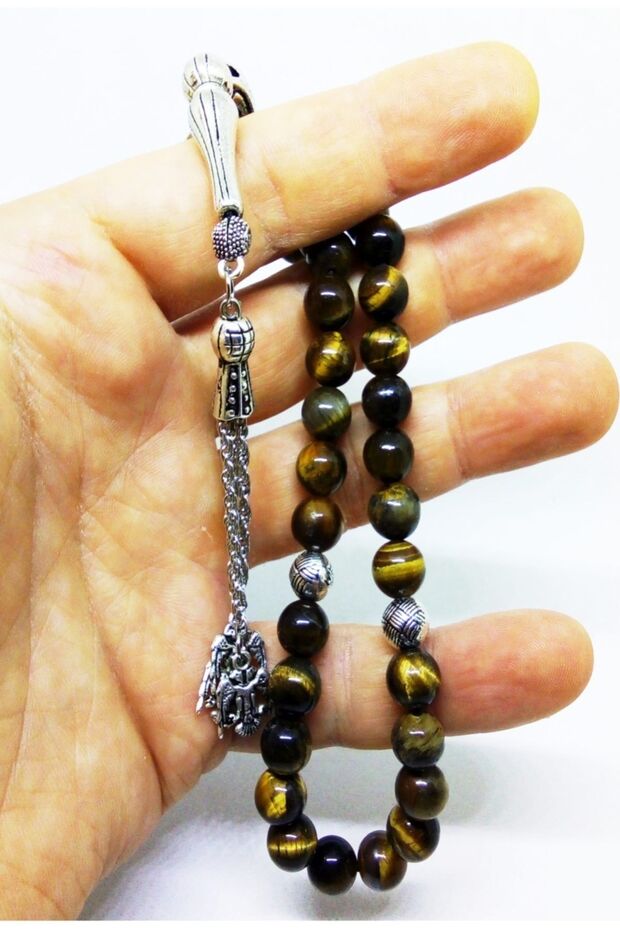 Double Headed Eagle Tiger Eye Natural Stone Prayer Beads