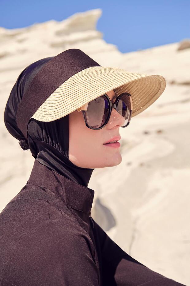 قبعة شاطئ بيج قابلة للطي - 1