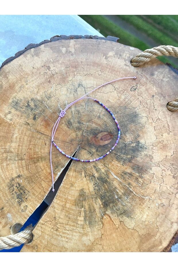 Purple Rope Anklet Purple Colored Beaded Anklet Bracelet