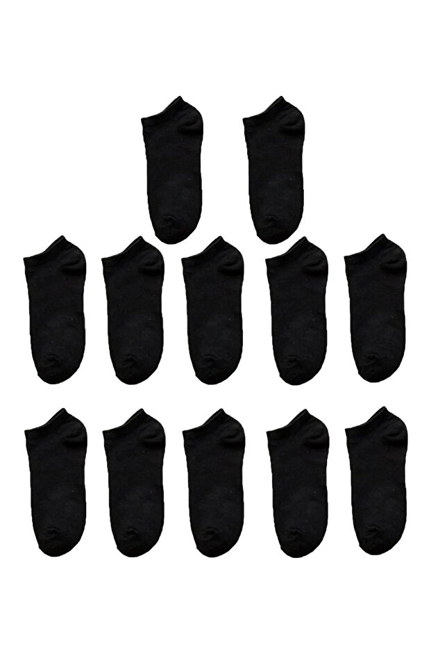 Men's 12- Cotton Plain Short Black Ankle Socks