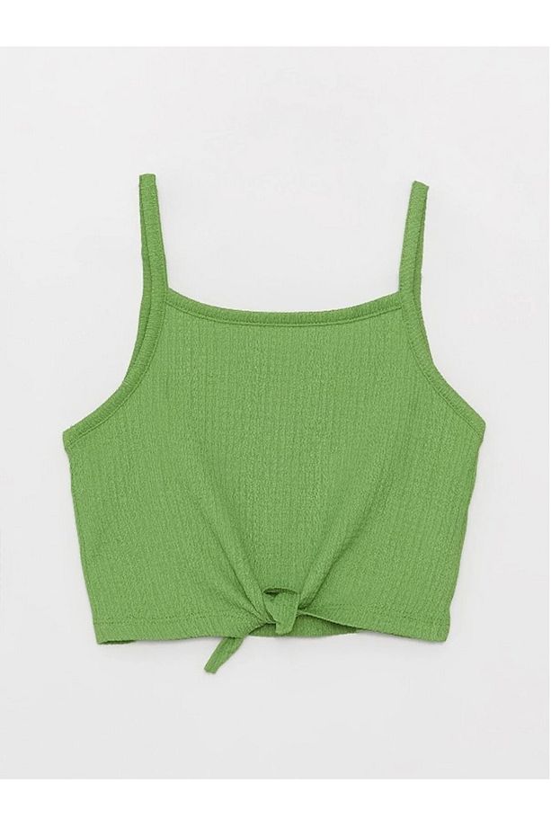 LCW Kids Kare Yaka Basic Askılı Kız Çocuk Crop Atlet - 3