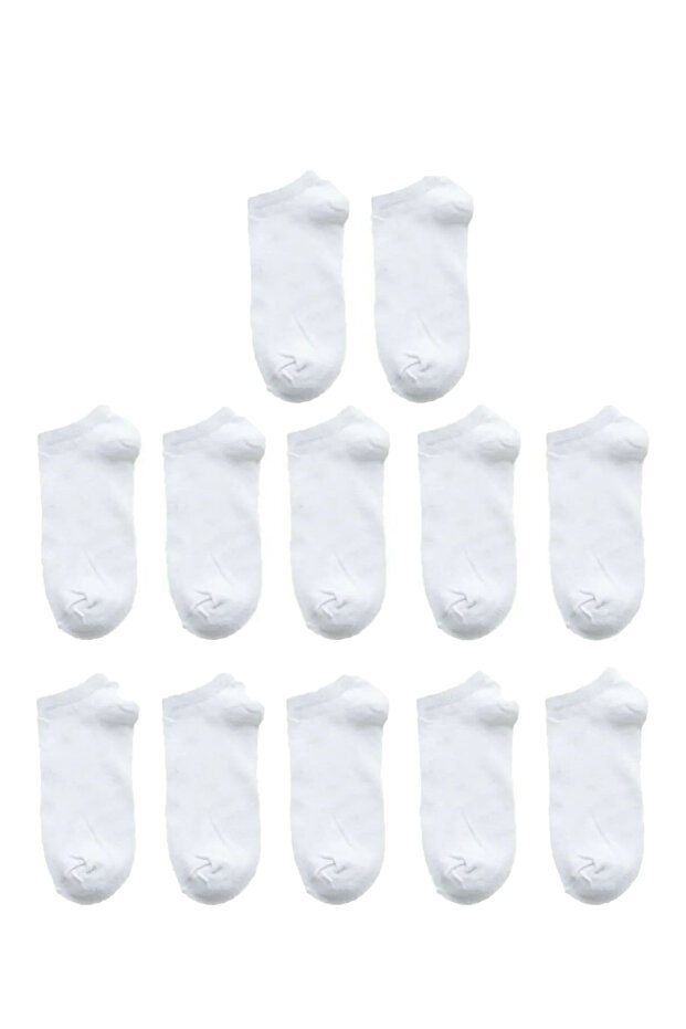 Men's 12- Cotton Plain Short White Ankle Socks