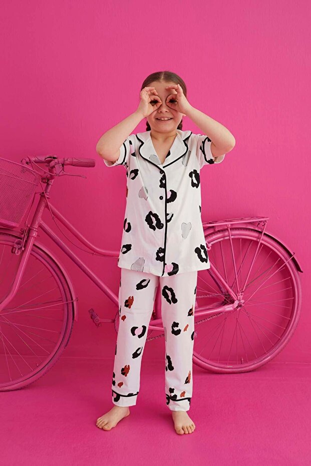 طقم بيجامة قطن ليكرا بأزرار - 1