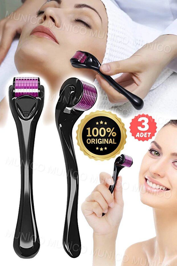 3 Adet Titanyum Mikroiğne Skar Derma Rulo Sakal Çıkma Saç Dökülmesi 1.0 mm Unisex İğneli Aparat Rulo - 8