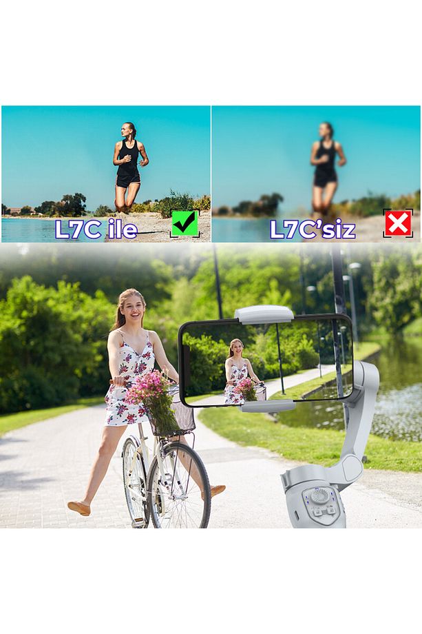 Akıllı Telefon Görüntü Sabitleyici Gimbal L7C Pro Plus + Manyetik AI Takip Modülü - 4