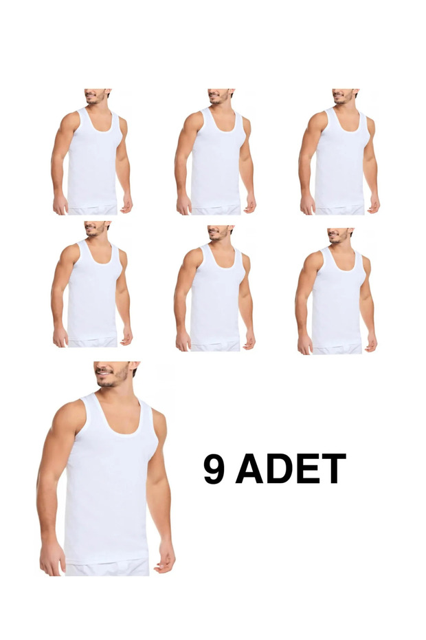 9-Pack Men's White Undershirts 100% Cotton Combed Classic Cut Hygienic under Shirt Economic Giant Set (White Undershirt Pack)